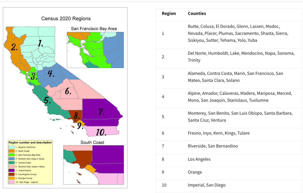 detailed regional map of California